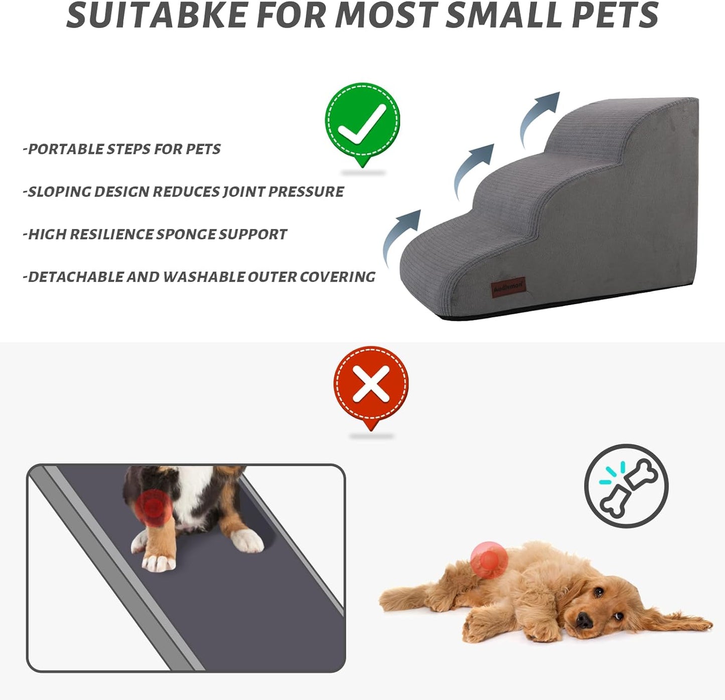 EZCuddles Memory Foam Pet Steps